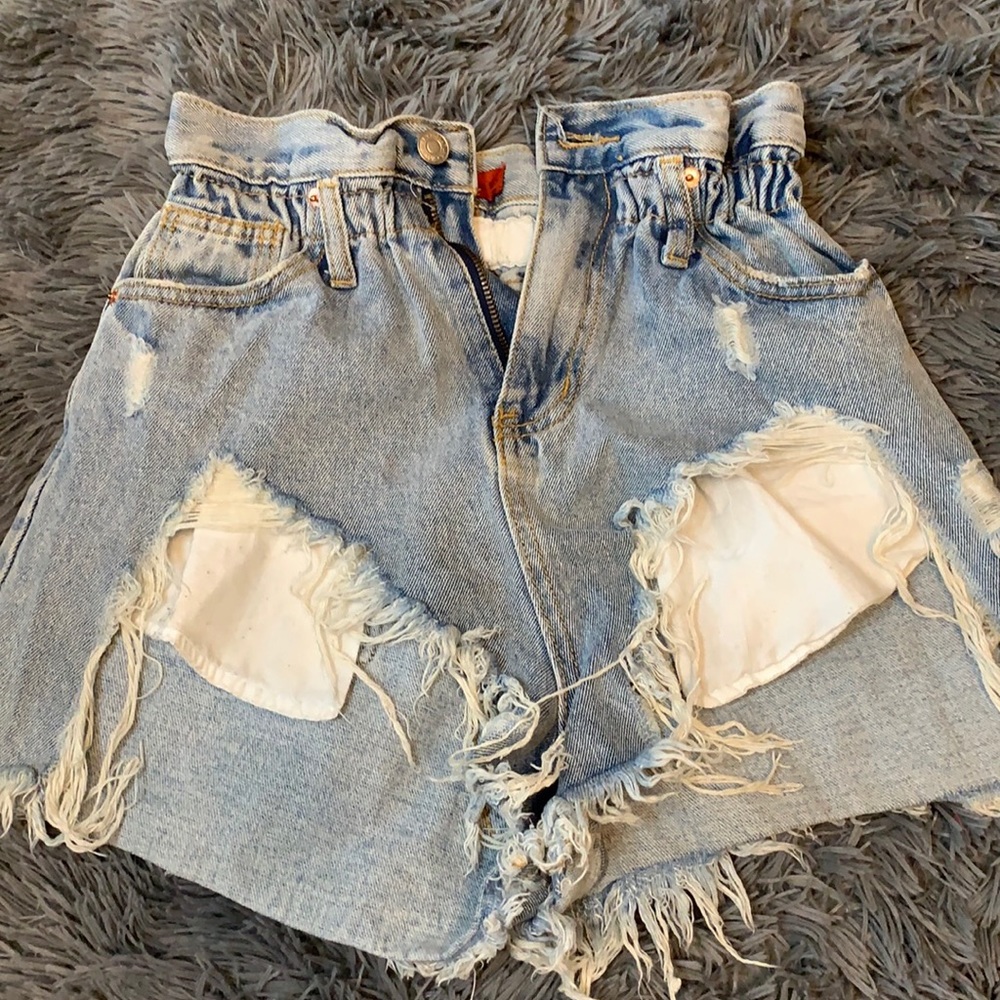 Light Washed High-Waisted Shorts
